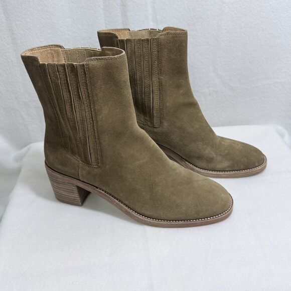 Madewell Autumn Chelsea High Ankle Boots Brown Suede Block Heel Women’s 10 - Picture 9 of 15